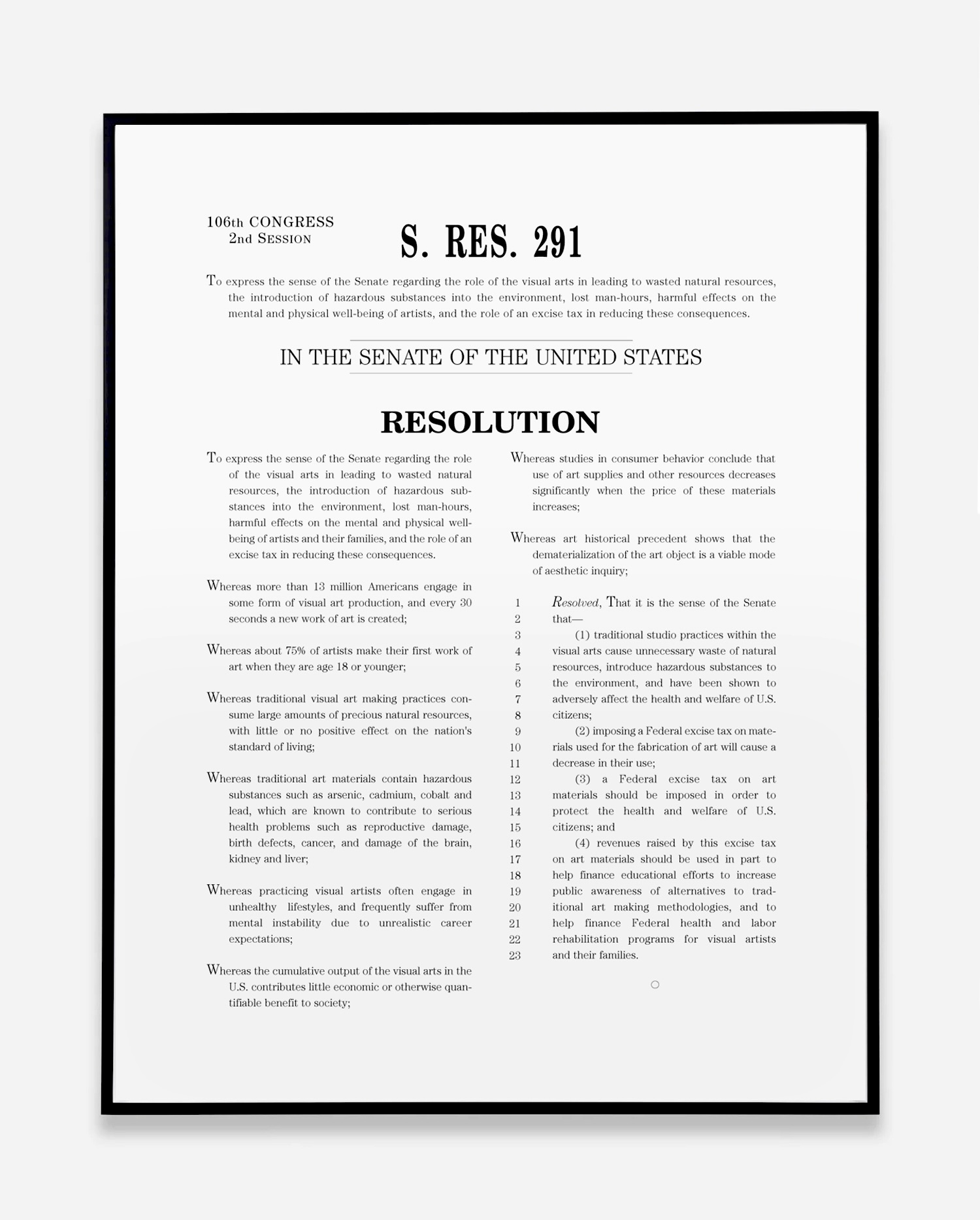Senate Resolution 291